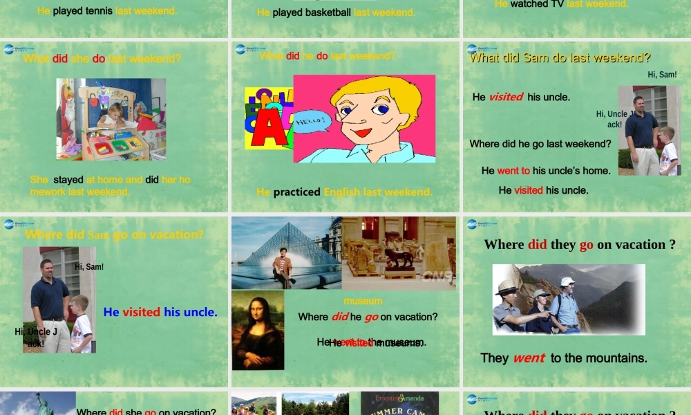 八年级英语上册 Unit 1 Where did you go on vacation？(第1课时)课件 (新版)人教新目标版 课件