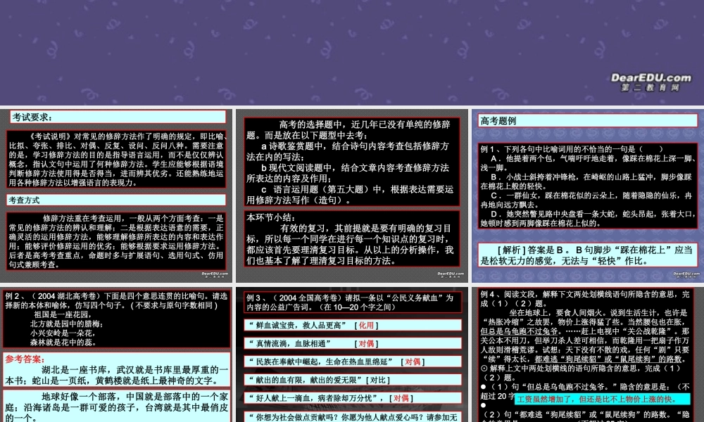 人教版湖南省桂阳一中修辞的辨析与使用 课件