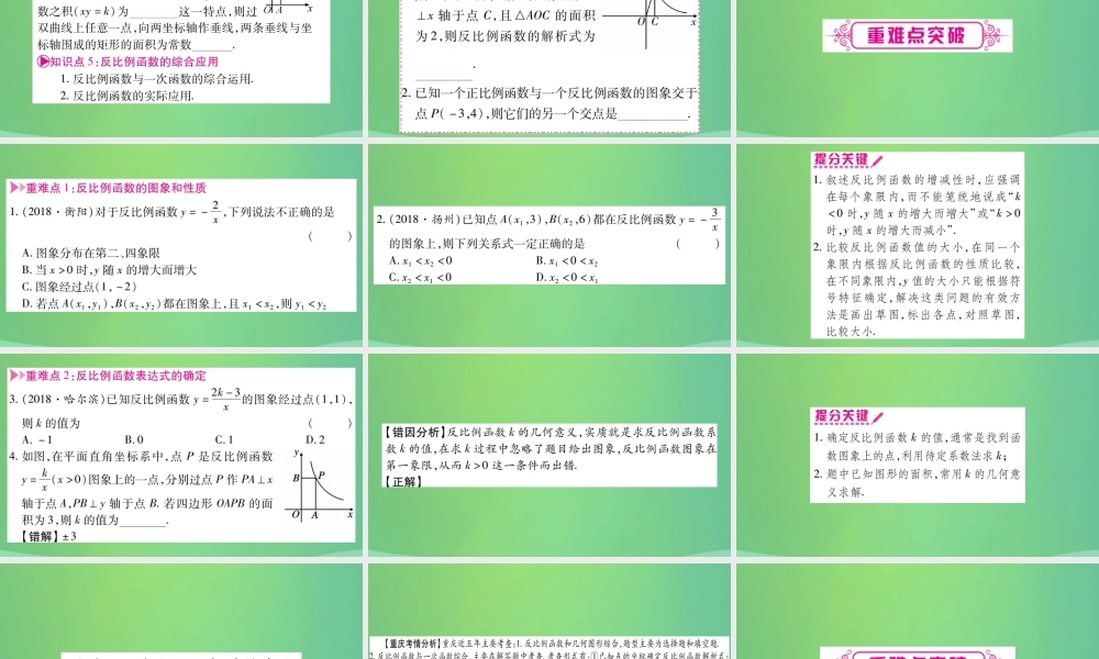 中考数学复习 第一轮 考点系统复习 第三章 函数 第三节 反比例函数(精讲)课件