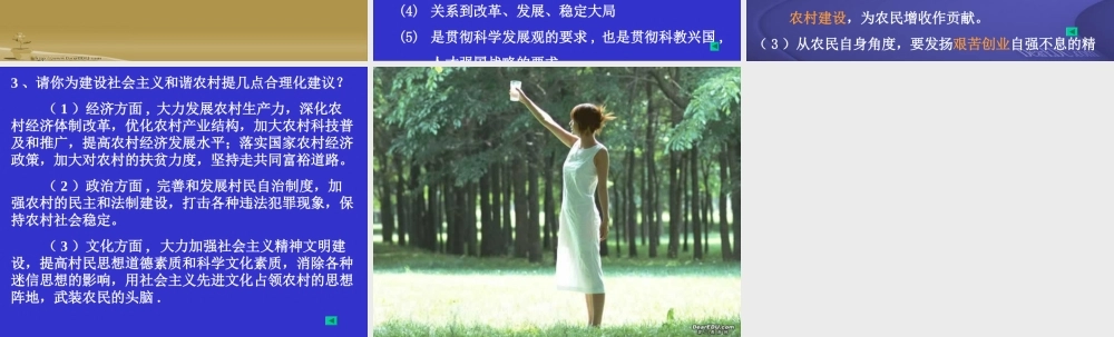 新课标初三政治专题复习七 关注 三农 问题 课件