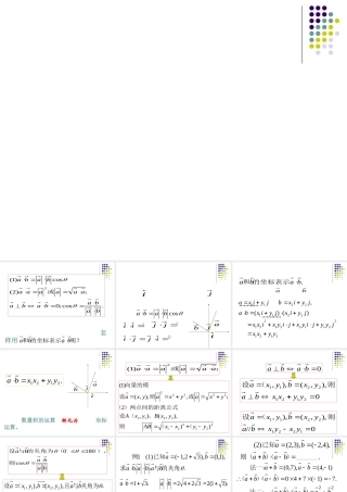 数量积的坐标表示、模、夹角 人教版 课件