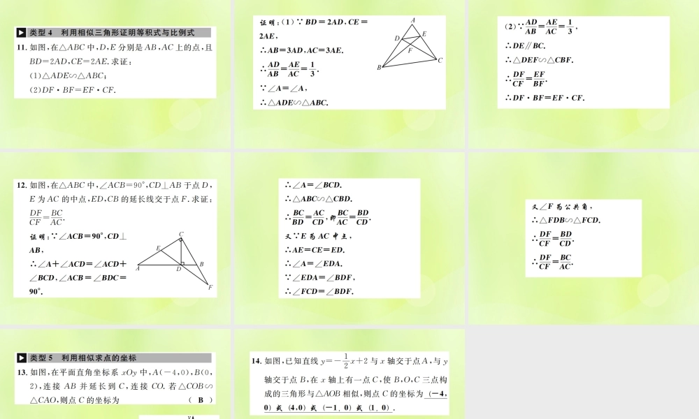九年级数学下册 第二十七章 相似 小专题16 相似三角形的性质与判定课件 (新版)新人教版 课件