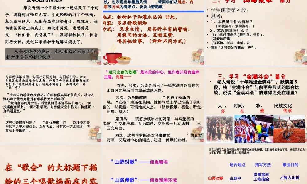八年级语文下册 第四单元 第16课(云南的歌会)课件 (新版)新人教版 课件