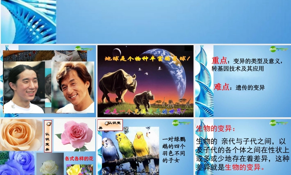 八年级生物下册 第21章第2节生物的变异课件课件 苏科版 课件