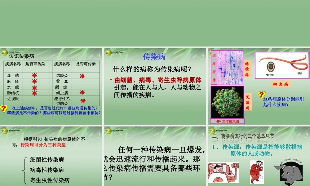 八年级生物下册 第五章 传染病及其预防配套课件 鲁科版 课件