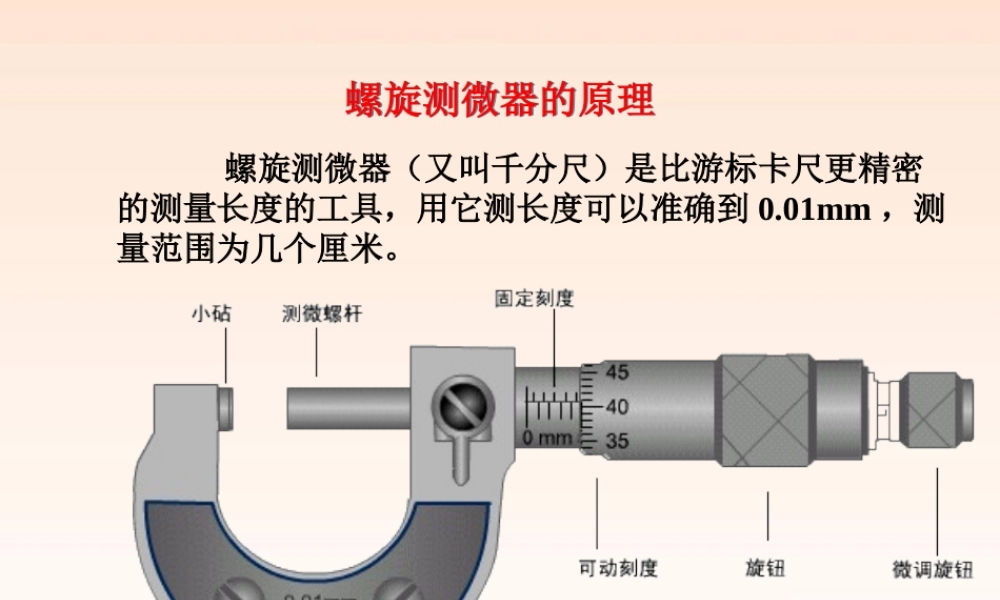 八年级物理上册 螺旋测微器演示课件 人教新课标版 课件