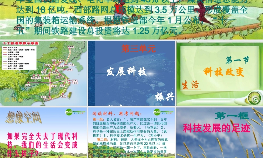 九年级思想品德 第三单元第一节(科技改变生活)第一目课件 湘师版 课件