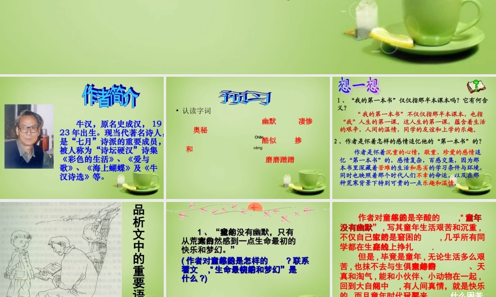 八年级语文下册 第3课(我的第一本书)课件 (新版)新人教版 课件