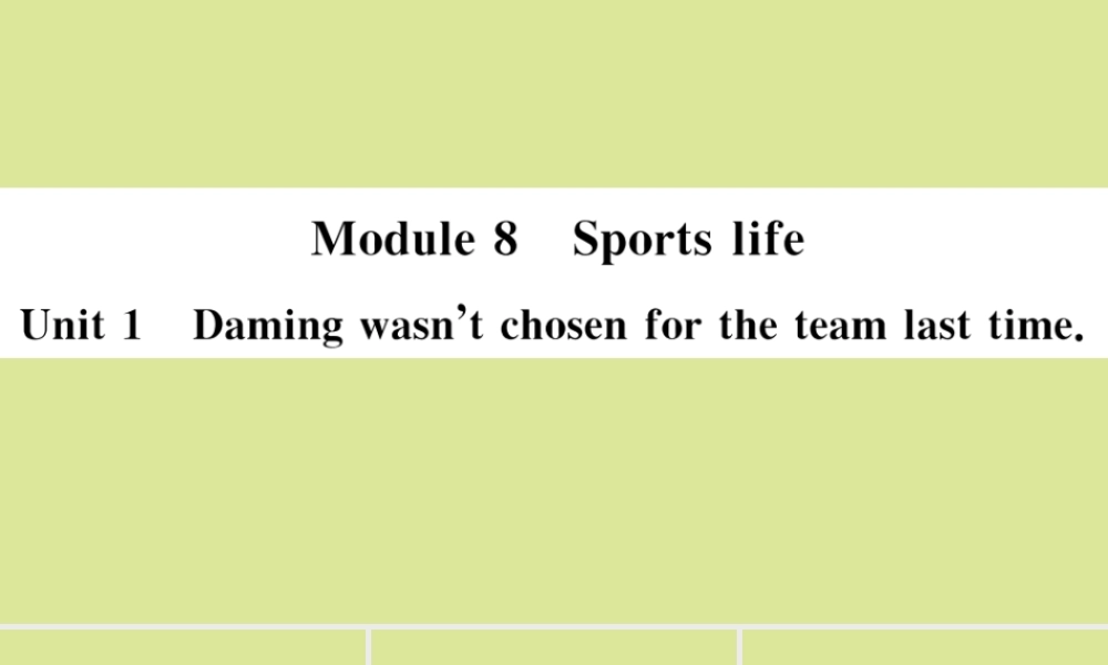 九年级英语上册 Module 8 Sports life Unit 1 Daming wasn t chosen for the team last time(小册子)习题课件 (新版)外研版 课件