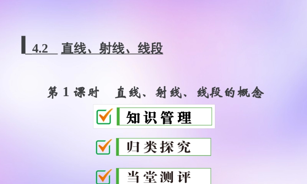 中学七年级数学上册 4.2 第1课时 直线、射线、线段的概念课件 (新版)新人教版 课件