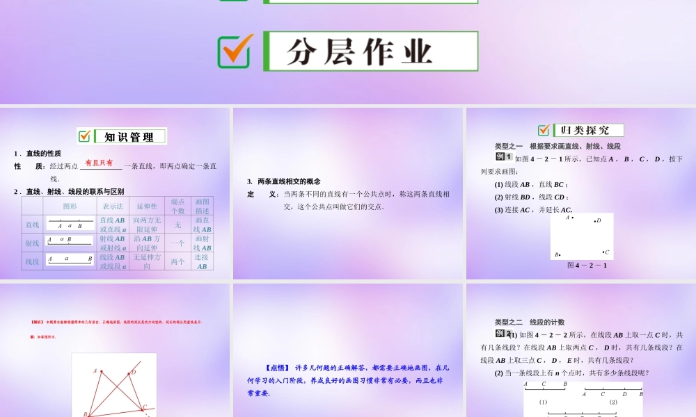 中学七年级数学上册 4.2 第1课时 直线、射线、线段的概念课件 (新版)新人教版 课件