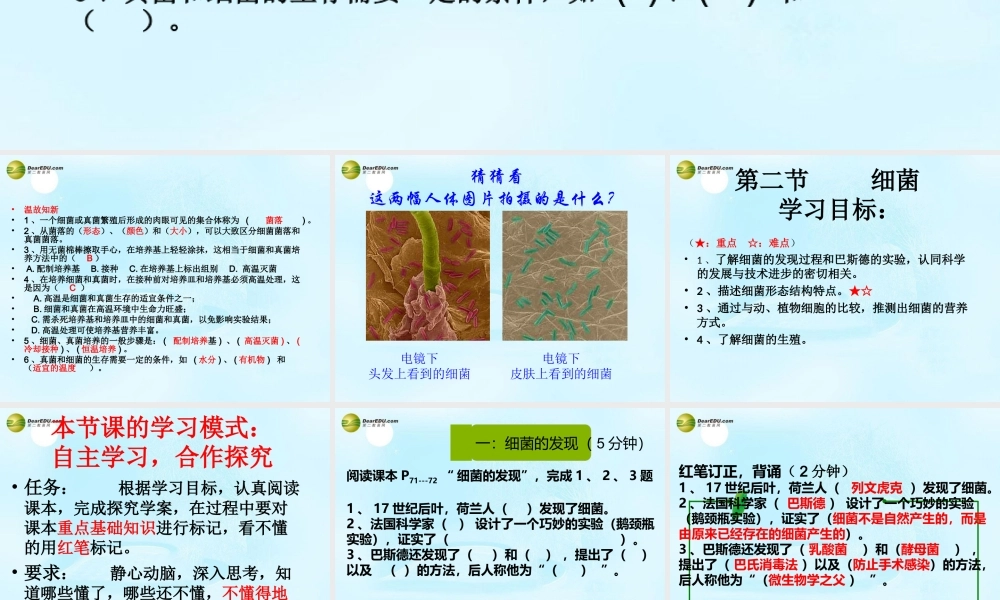 八年级生物上册 第五单元 第四章 第二节 细菌课件 新人教版 课件