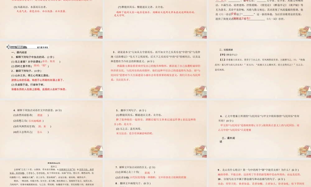 八年级语文下册 第六单元 28(醉翁亭记)习题课件 (新版)新人教版 课件