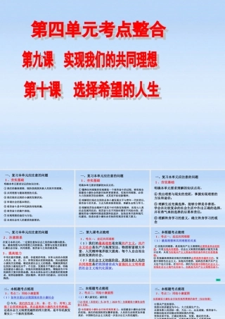 九年级政治 第四单元总复习课件 人教新课标版 课件