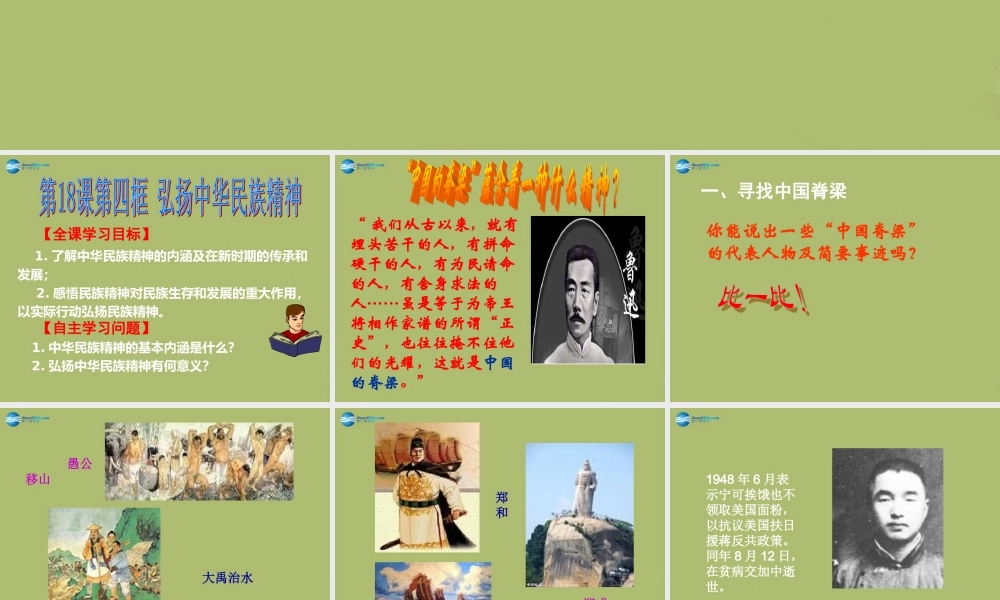 八年级政治下册 18.4 弘扬中华民族精神课件 苏教版 课件