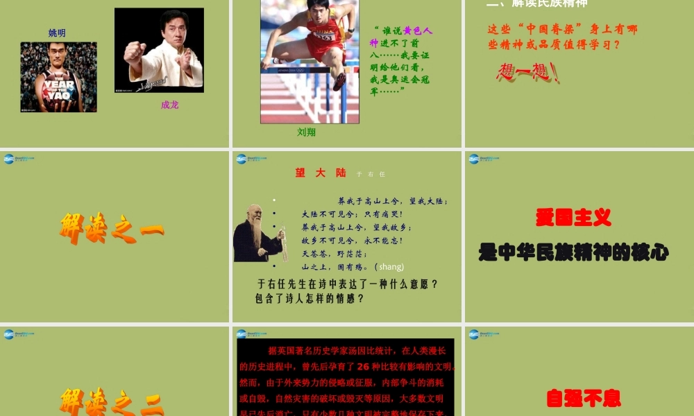 八年级政治下册 18.4 弘扬中华民族精神课件 苏教版 课件