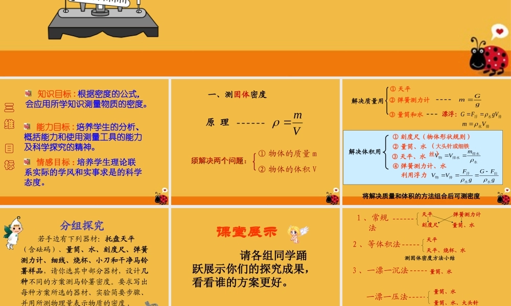 九年级物理 多种方法测物质的密度课件 人教新课标版 课件