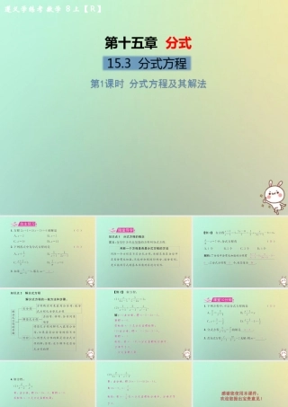 八年级数学上册 第十五章 分式 15.3 分式方程 第1课时 分式方程及其解法教学课件 (新版)新人教版 课件