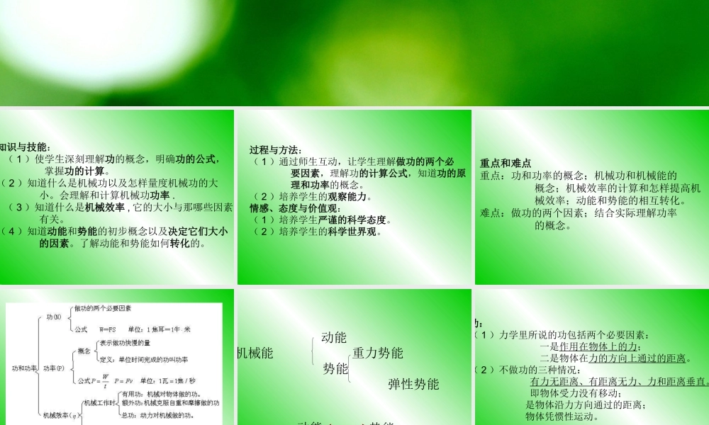 九年级物理中考总复习2--功和机械能课件