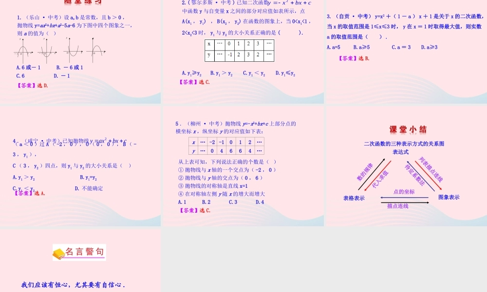 九年级数学下册 第二章二次函数 5用三种方式表示二次函数课件 北师大版 课件