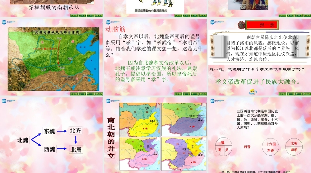 中学七年级历史上册(第北方民族大融合)课件 新人教版 课件