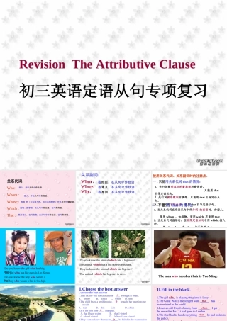 人教版初三英语定语从句专项复习 课件