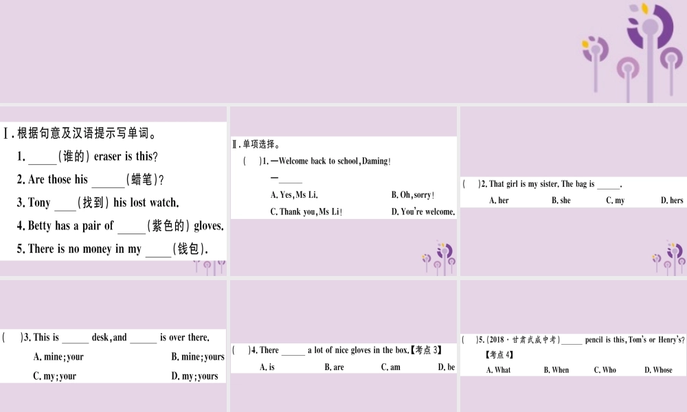 七年级英语下册 Module 1 Lost and found Unit 1 Whose bag is this习题课件 (新版)外研版 课件