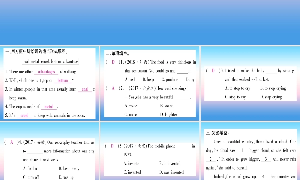 九年级英语全册 寒假作业 Unit 13 We re trying to save the earth课堂导练课件(含中考真题)(新版)人教新目标版 课件