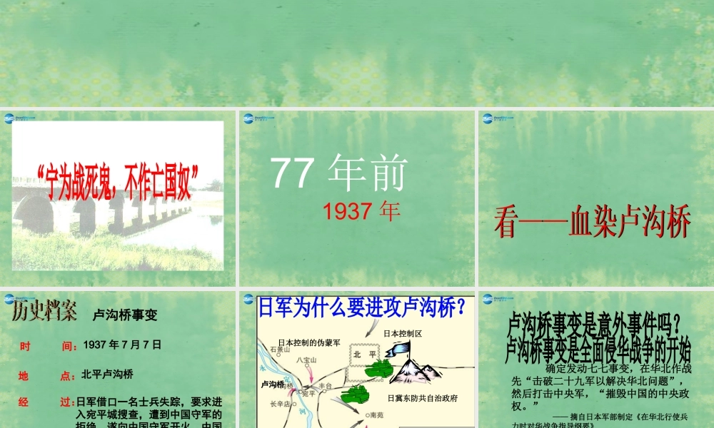 中学七年级历史上册 第17课 宁为战死鬼，不作亡国奴 课件1 鲁教版五四制 课件