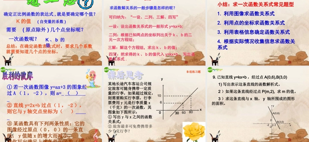 八年级数学下册 求一次函数解析式课件 华师大版 课件