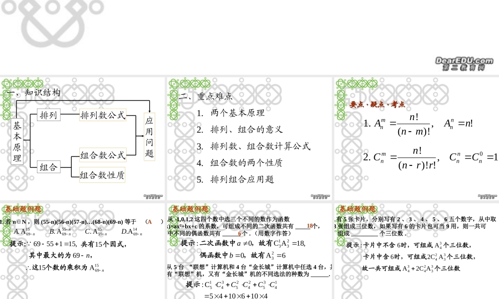 中学高三数学排列组合二项式定理第十章总复习课件[整理四套]新课标 人教版