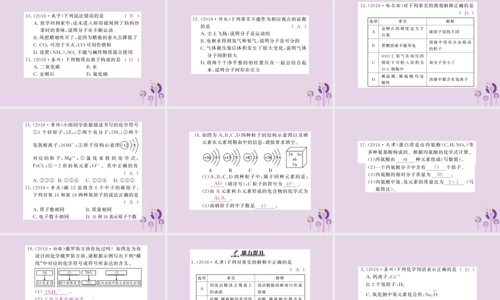 中考化学一轮复习 第2部分 板块归类 板块2 物质构成的奥秘 第1课时 分子、原子、离子课件