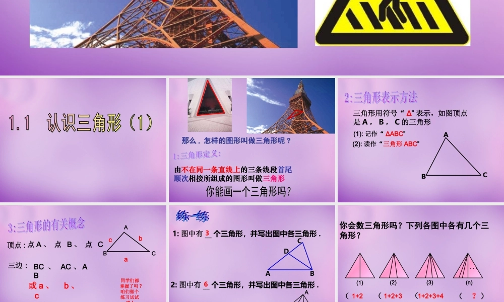 八年级数学上册 1.1 认识三角形课件1 (新版)浙教版 课件
