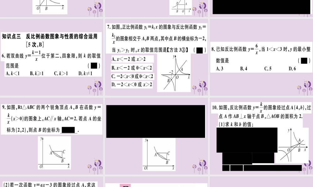 九年级数学下册 第二十六章 反比例函数 261 反比例函数 2612 第2课时 反比例函数的图象和性质的综合运用习题讲评课件 (新版)新人教版 课件