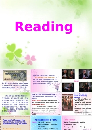 广东地区英语必修3Unit3 The Million Pound Bank note reading 1 人教版 课件
