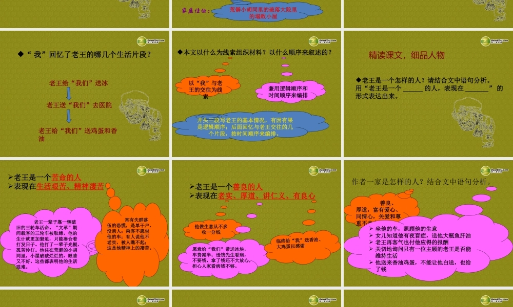 中学八年级语文上册(第9课 老王)课件 新人教版 课件