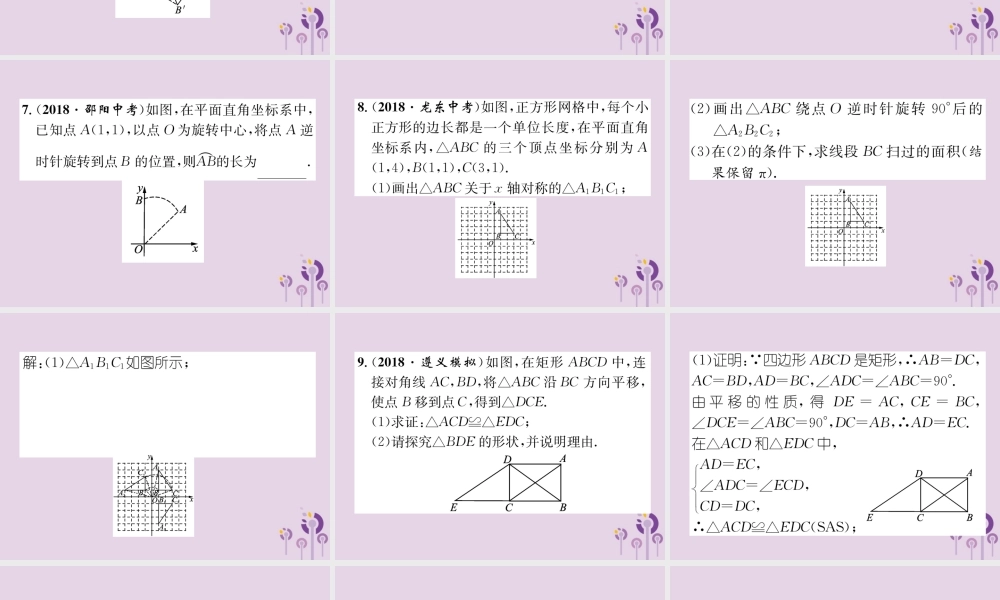 中考数学总复习 第一部分 教材知识梳理 第6章 图形的变化 第2节 图形的平移与旋转(精练)课件