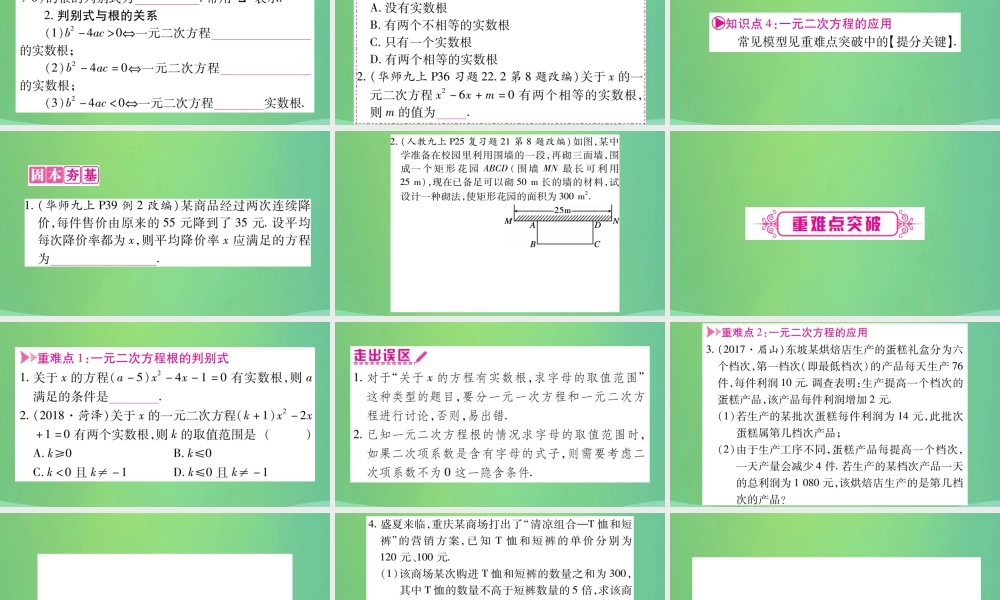 中考数学复习 第一轮 考点系统复习 第二章 方程(组)与不等式(组)第二节 一元二次方程及其应用(精讲)课件