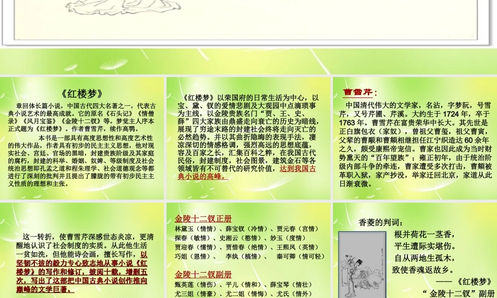 九年级语文上册 第香菱学诗课件 新人教版 课件