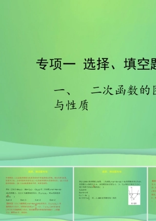 中考数学复习 专项一 选择、填空题专项 一、二次函数的图像与性质课件