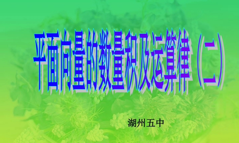 人教版湖州五中平面向量的数量积及运算律 课件