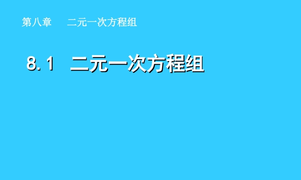 七年级数学下册 8.1 二元一次方程组同步授课课件 人教新课标版 课件