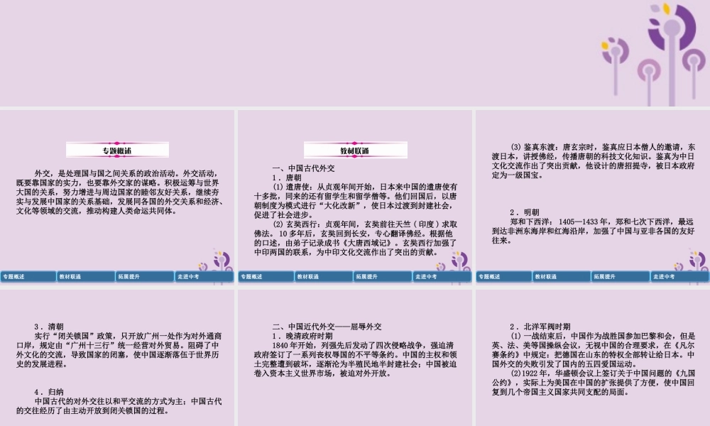 中考历史总复习 第二编 热点专题突破 专题6 古今中外关系与 一带一路 课件