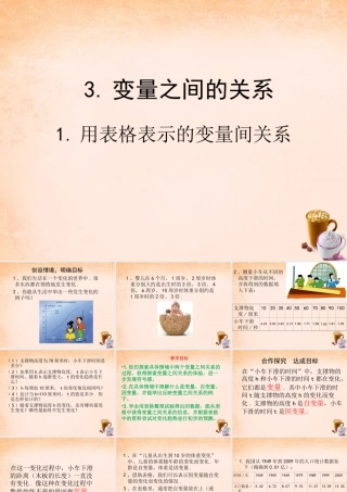 七年级数学下册 3.1 表格表示变量之间的关系课件 (新版)北师大版 课件