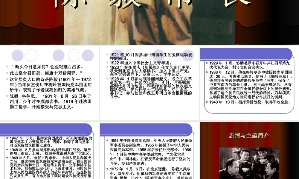 九年级语文陈毅市长 苏教版 课件