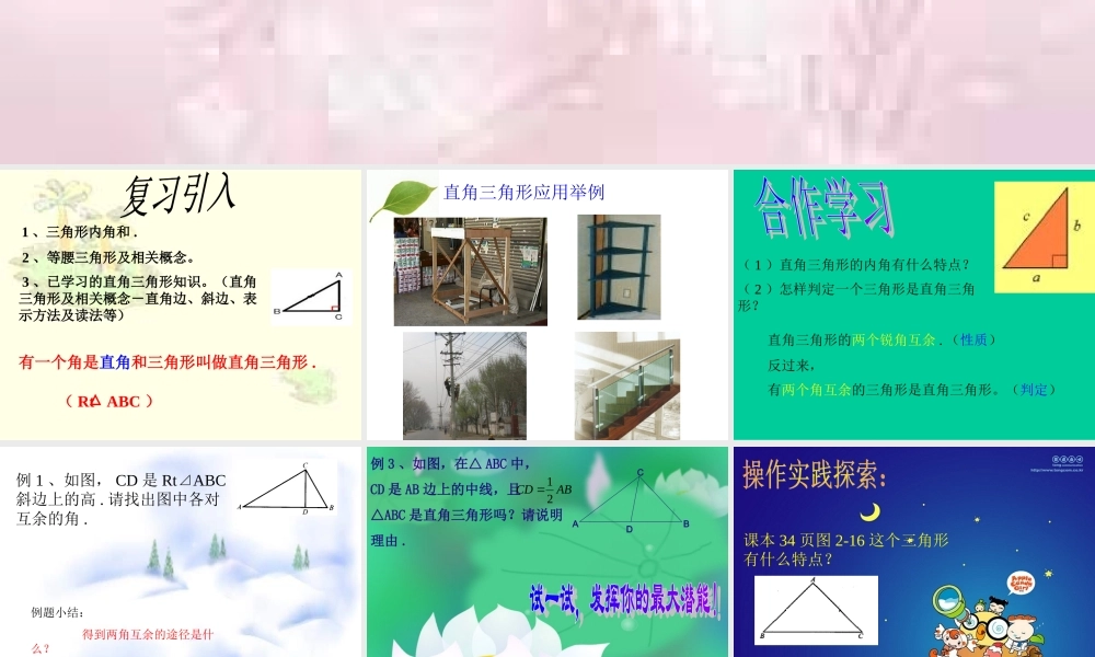 八年级数学直角三角形课件6 浙教版 课件