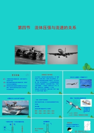 八年级物理全册 第八章 第四节 流体压强与流速的关系课件 (新版)沪科版 课件