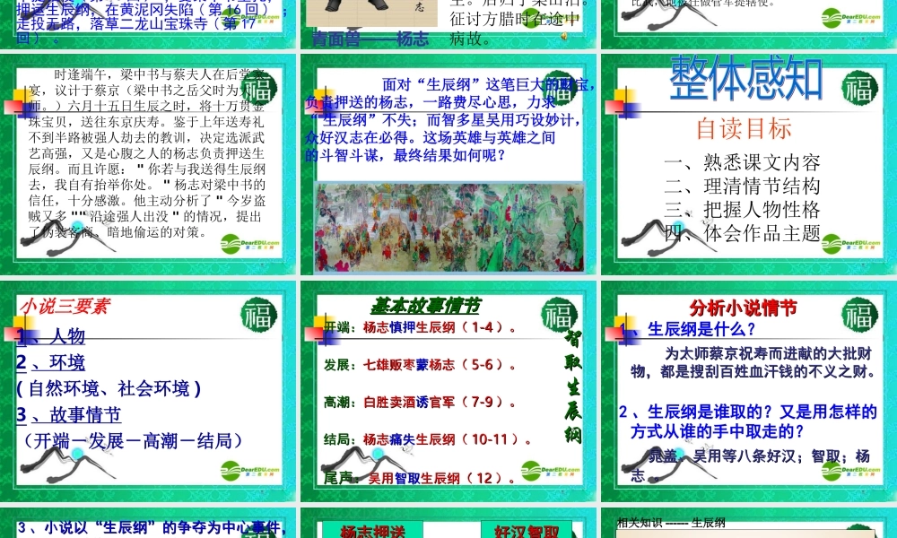 九年级语文上册(智取生辰纲)优秀实用课件 人教新课标版 课件