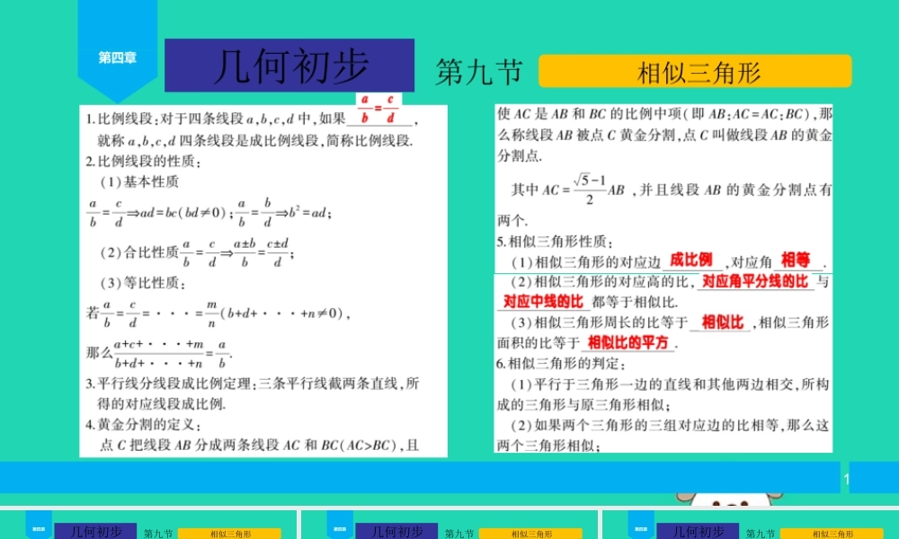 中考数学复习 第4章 几何初步 第9节 相似三角形课件