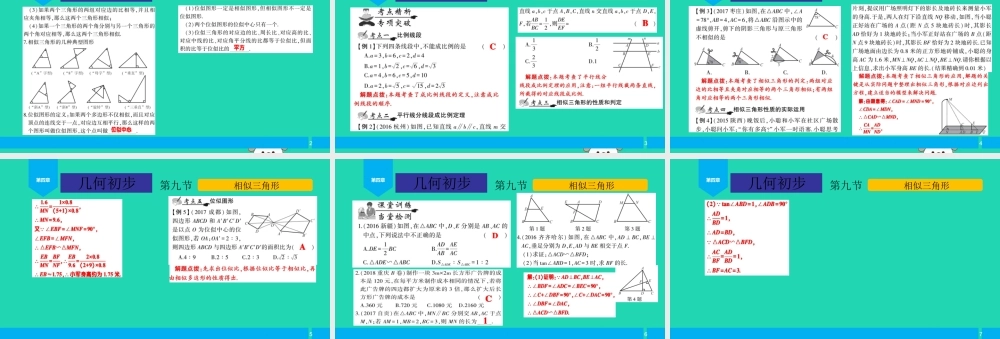 中考数学复习 第4章 几何初步 第9节 相似三角形课件